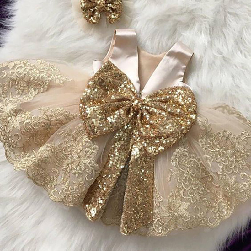 Marryshe - Girl Formal Dresses - Baby Gril Birthday Party Dress Sequins Puffy Gril Dress Princess Dress Girl Formal Dresses, Gold / 0-1 Year (80cm) Marryshe - Girl Formal Dresses - Baby Gril Birthday Party Dress Sequins Puffy Gril Dress Princess Dress Girl Formal Dresses, Gold / 0-1 Year (80cm)