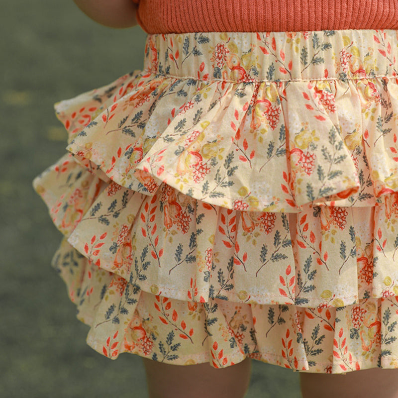 Summer Ruffled Floral Puffy Skirt