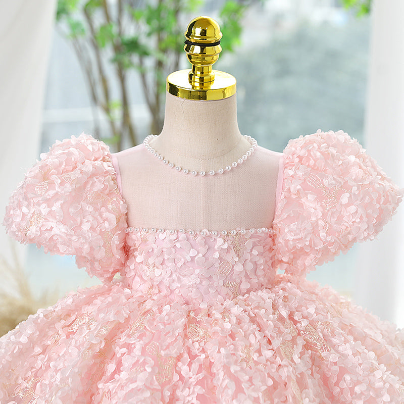 Baby Girls and Toddlers Summer Pink Petal Fluffy Birthday Party Princess Dress