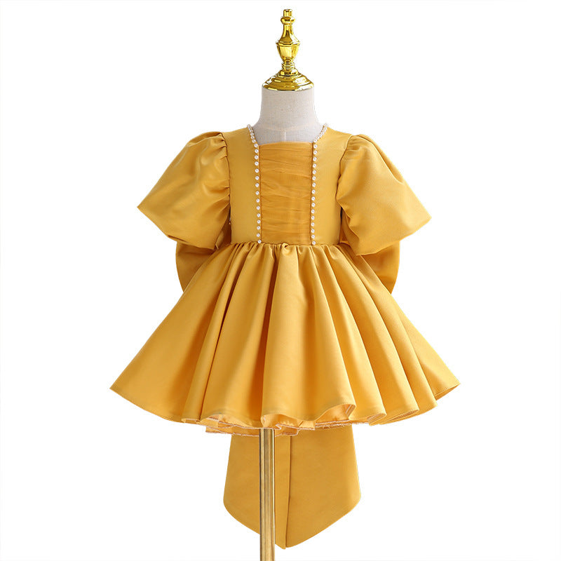Baby Girl Dress Toddler Prom Big Bow Puffy Birthday Puff Sleeves Party Dress