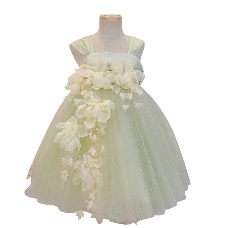 Flower Girl Dress Baby Girl Cute Green Fluffy Pageant Princess Dresses