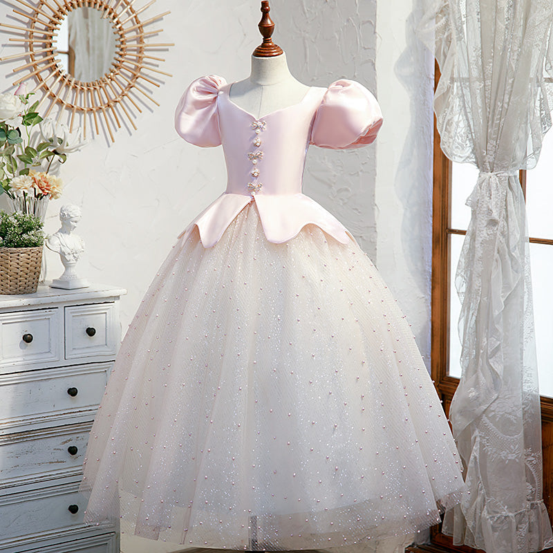 Flower Girl Dress girl Summer Pink Pageant Bead Birthday Wedding Formal Dress