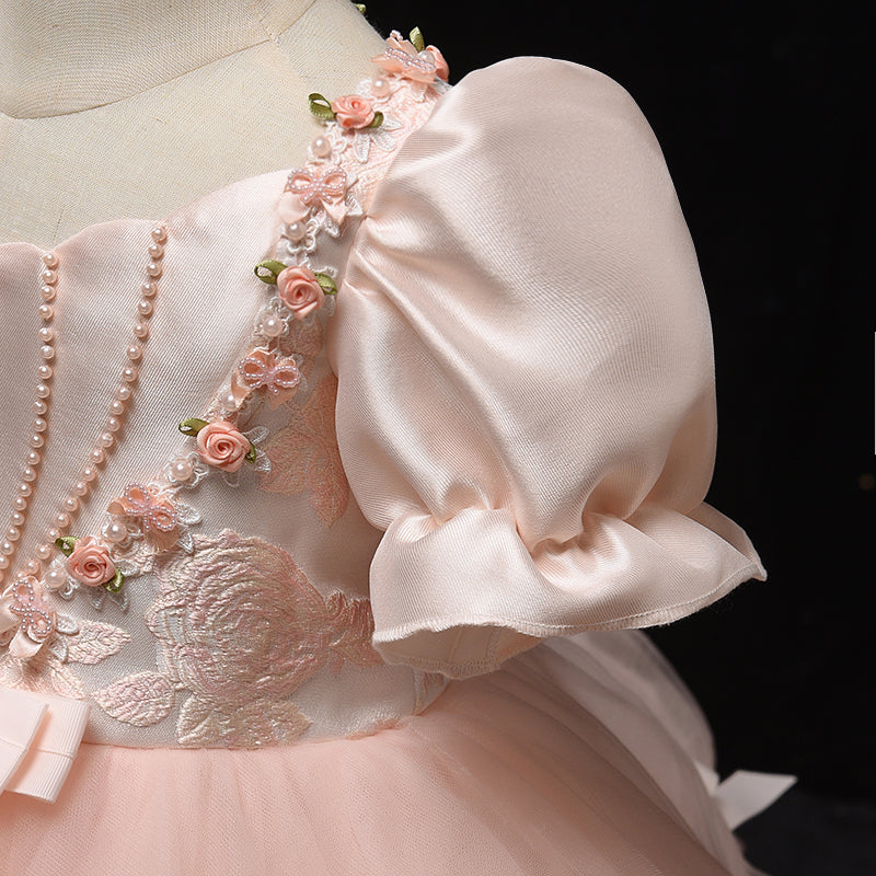 Elegant Flower Girl Wedding Pink Princess Dress marryshe