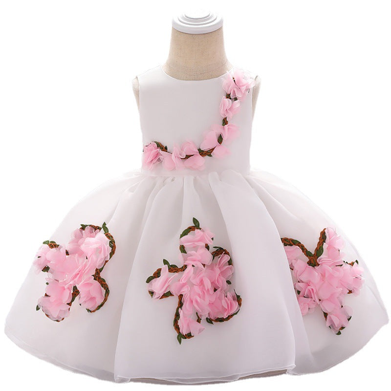 Flower Girl Dress Toddler Summer Princess Dress Sleeveless Petal Formal Party Dress