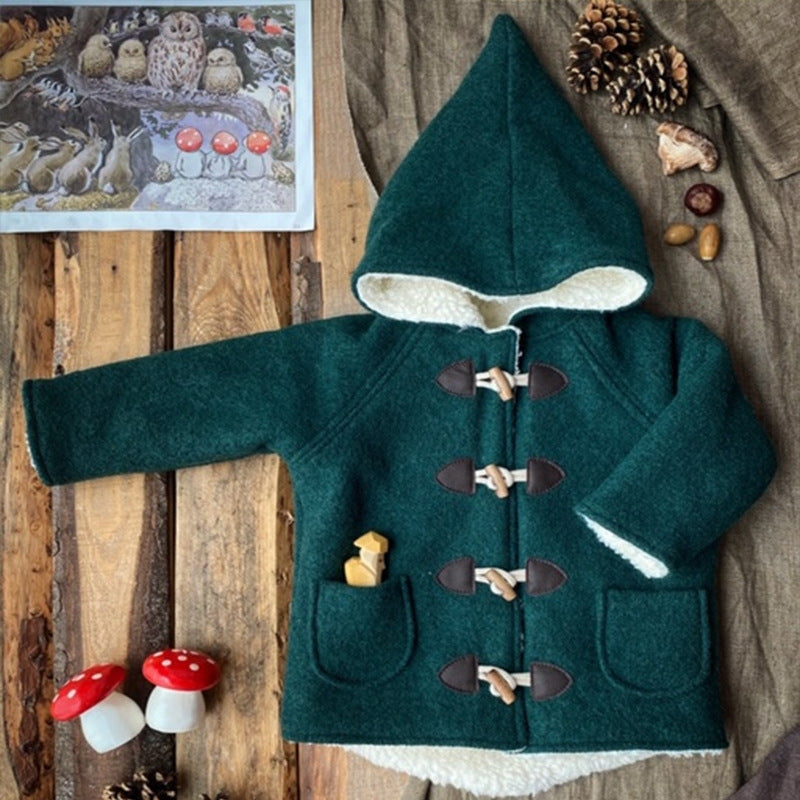 Vintage Child Elf Hat Claw Button Overcoat