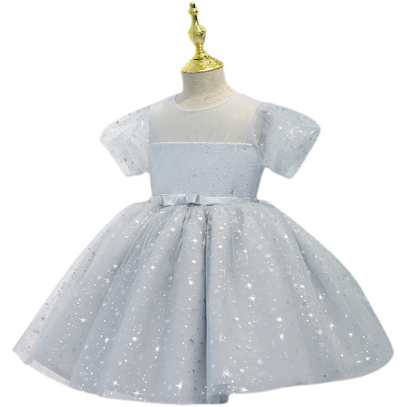 Baby Girl Summer Stars Sequins Fluffy Cake Princess Dress