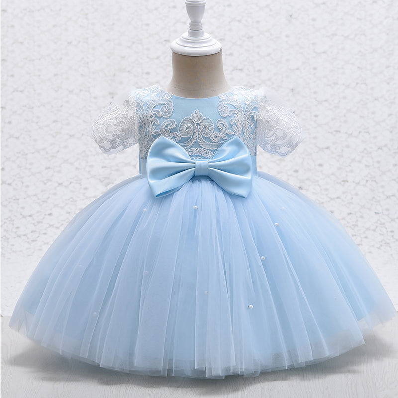 Girl Formal Dress Toddler Communion Baptism Bow Flower Girl Dress Princess Party Dress