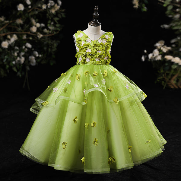 Baby Girl Summer Pageant Green Flower Girl Dress Wedding Princess Dress