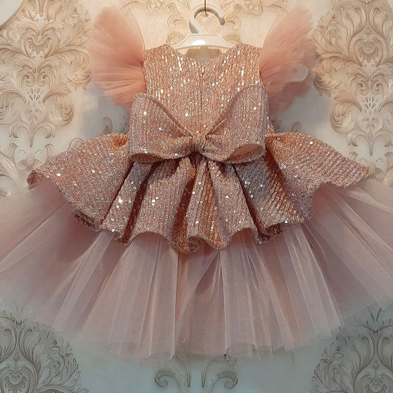 Girl Summer Lace Sequins Princess Dress Toddler Christmas Party Dress