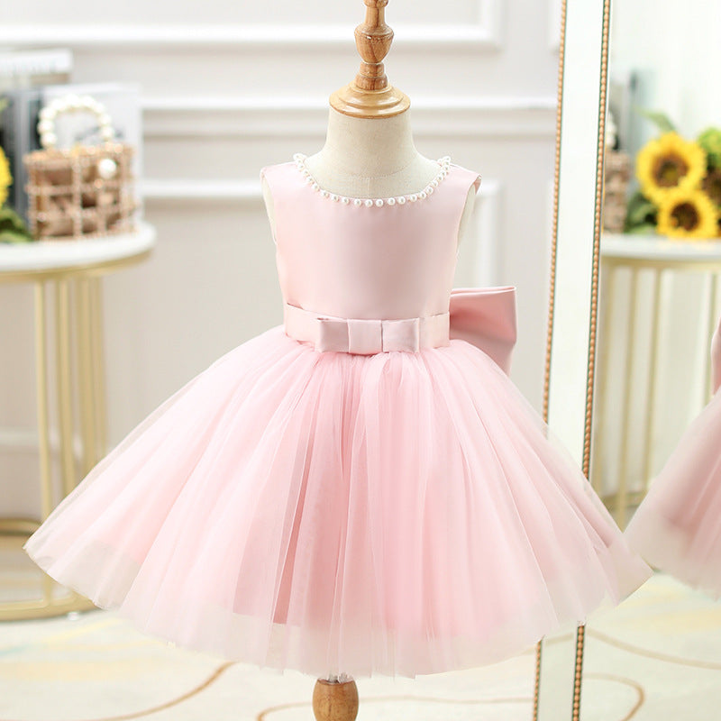 Girls Newborn Bow Puffy Birthday Dress