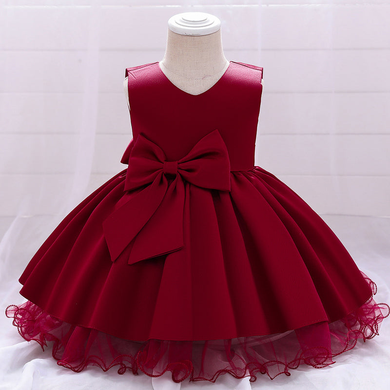 Baby Girl Bow-knot Birthday Party Dress Toddler Christmas Dress Little Girl Baptism Dress