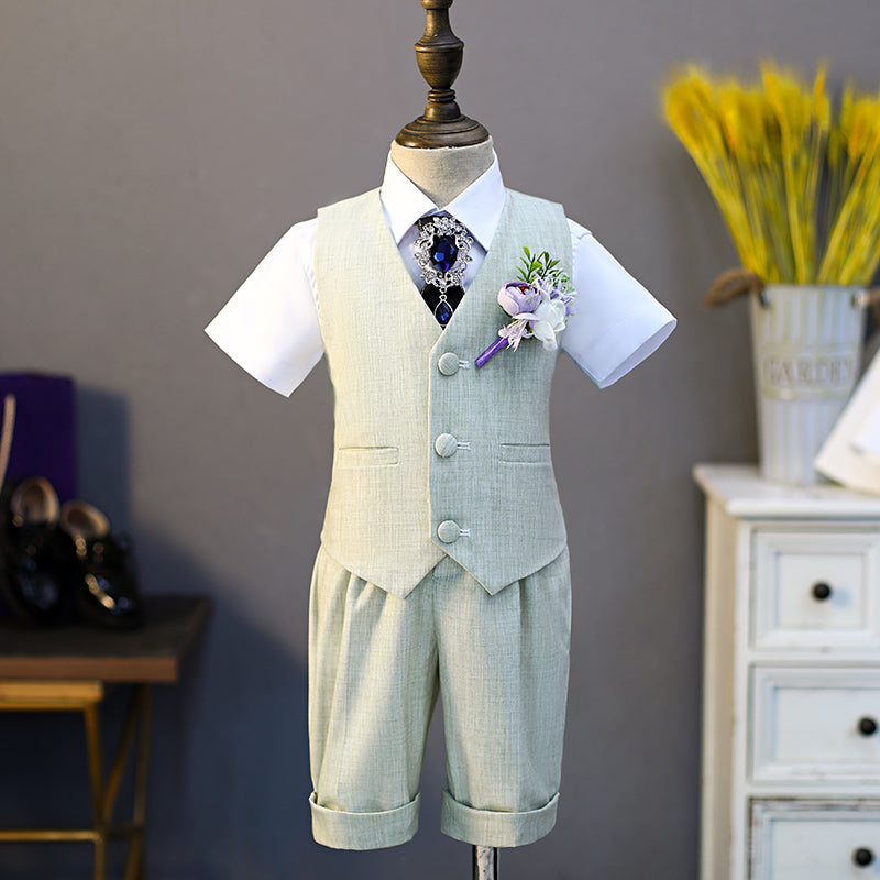Summer Wedding Baby's Birthday Costume Vest Suit Set