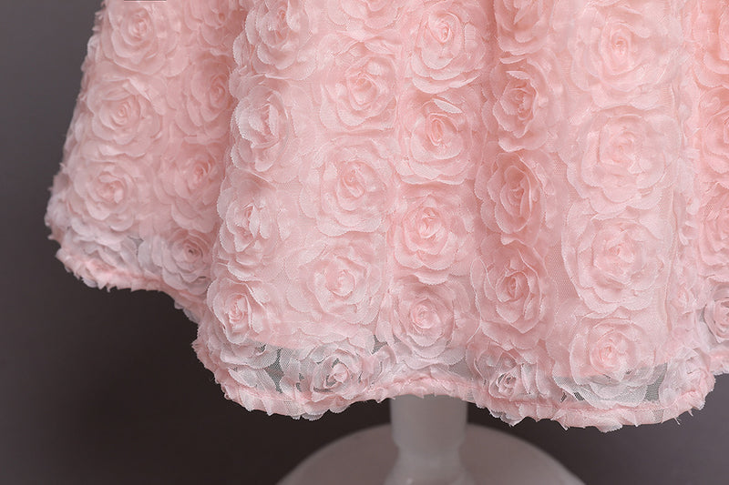 Baby Girl Flowers Puffy Rose Birthday Cake Dress