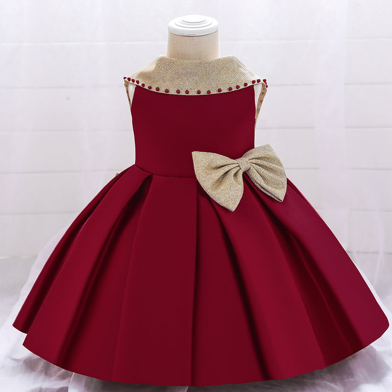 Baby Girl Birthday Party Dresses Toddler Bow-knot Noble Dress Little Girls Princess Dresses