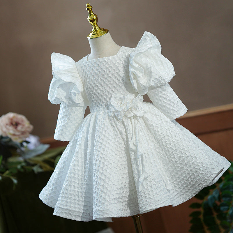 Cute Flower Girl Dress  Baby Girl Puffy Flowers Dress Toddler Baptism Dress