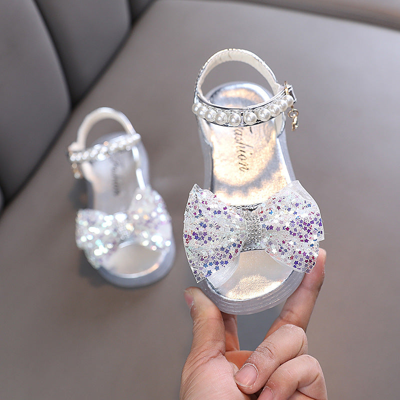 Girls Sequins Bow-knot Beach Princess Sandals