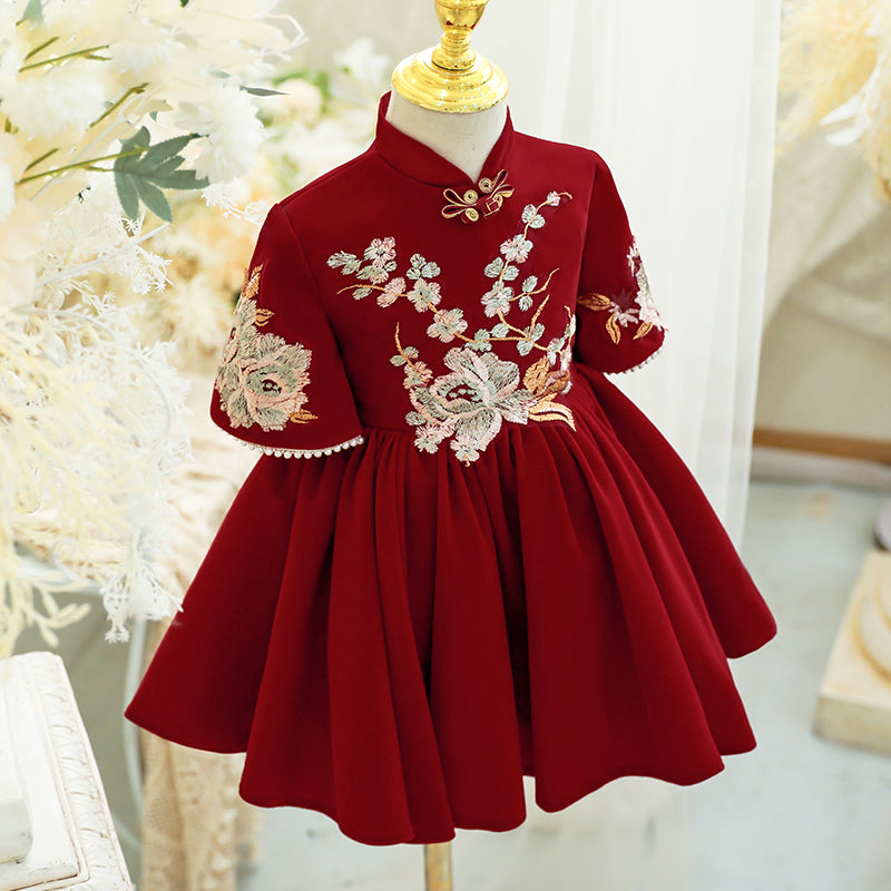 Girl Christmas Dress Baby Girl Elegant Embroidery Flower Girl Dress Princess Dress