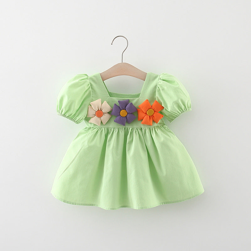 Summer Baby Girl Cotton Puff Sleeve Cute Dress