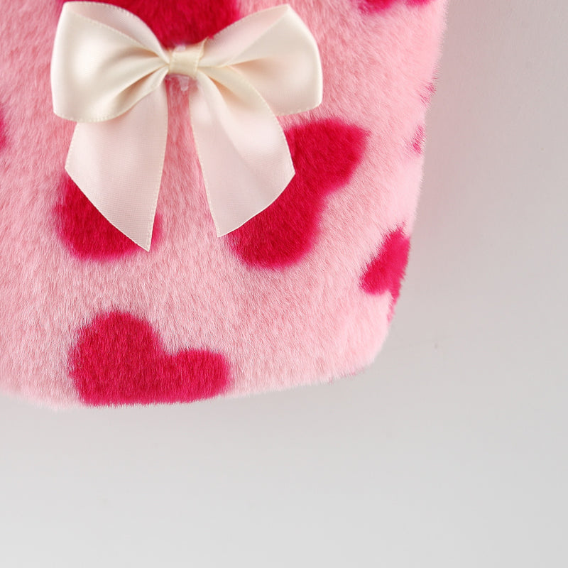 Heart Print Plush Sleeveless Coat