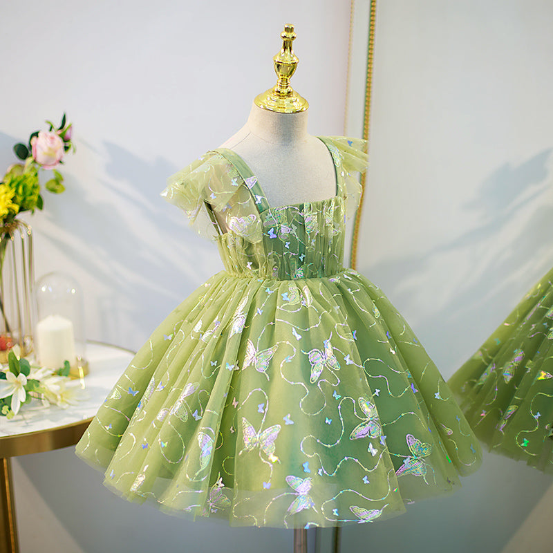 Baby Girl Easter Dress Princess Dress Summer Green Sleeveless Butterfly Birthday Party Dress