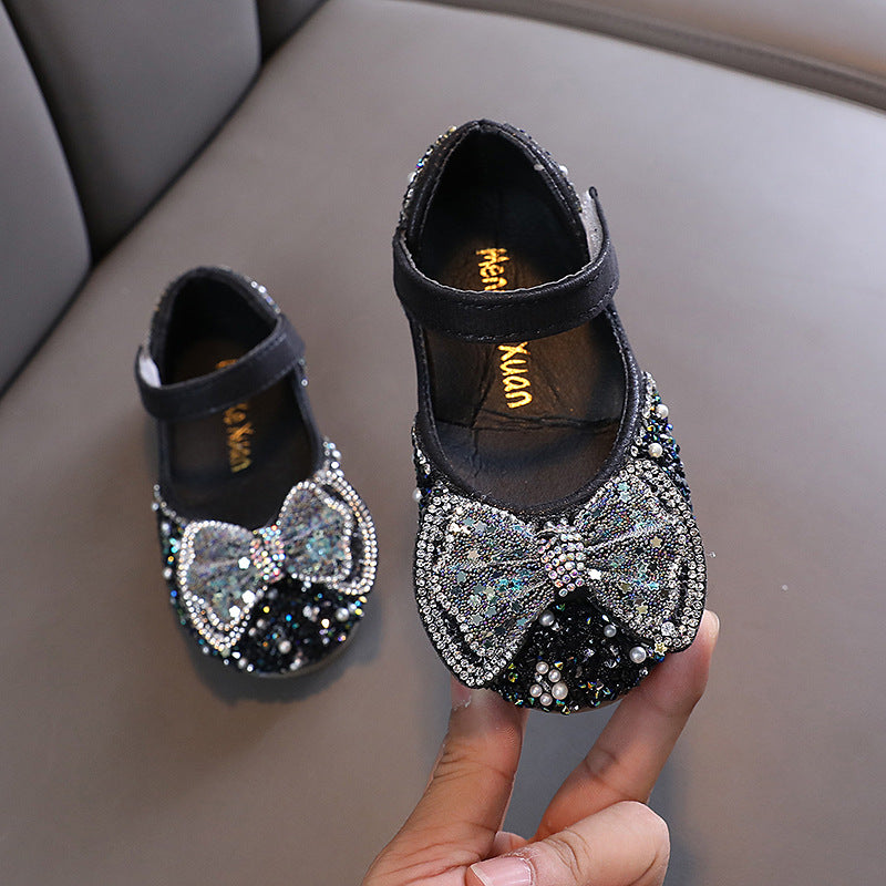 Baby Girl Butterfly Knot Sequins Performance Princess Shoes