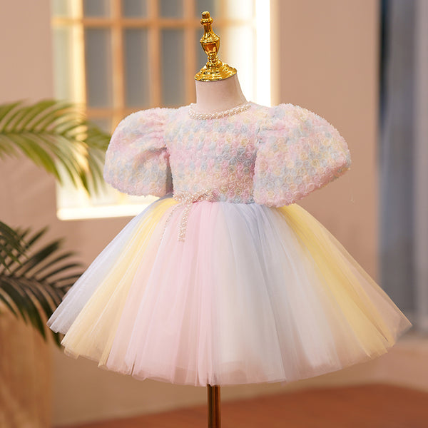 Girl Christmas Dress Baby Girl Birthday Party Dress Toddler Summer Rainbow Pink Cake Princess Dress Girls Pageant Dresses