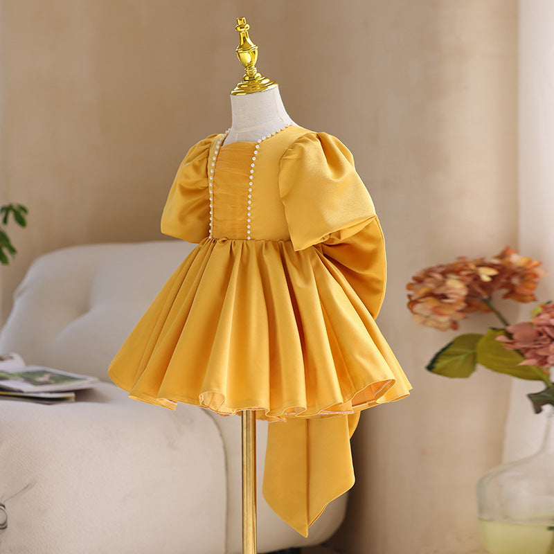 Baby Girl Dress Toddler Prom Big Bow Puffy Birthday Puff Sleeves Party Dress