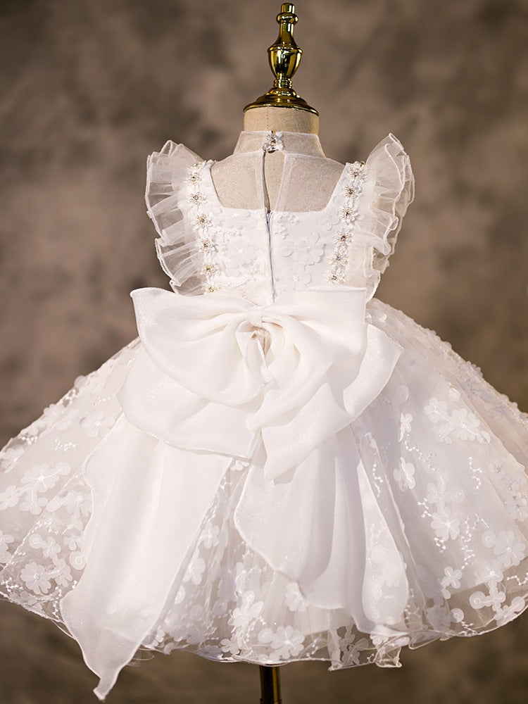 Flower Girl Dresses Baby Girl Elegant Ruffle Puffy Formal Princess Dress First Communion Dress
