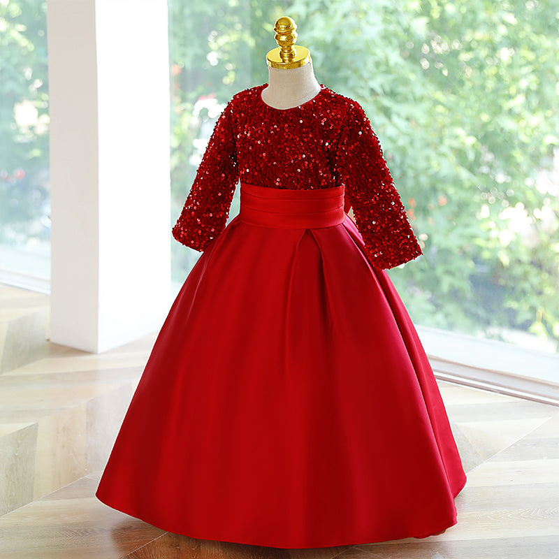 Elegant Girls Sequins Red Princess Dress