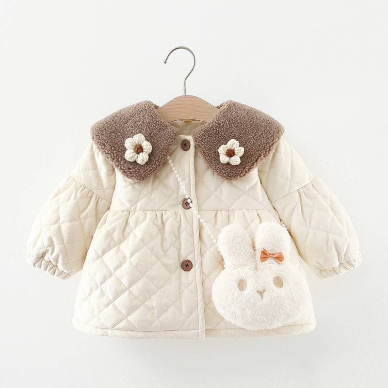 Baby Girl Plush Jacket Toddler Winter Warm Rabbit Coat