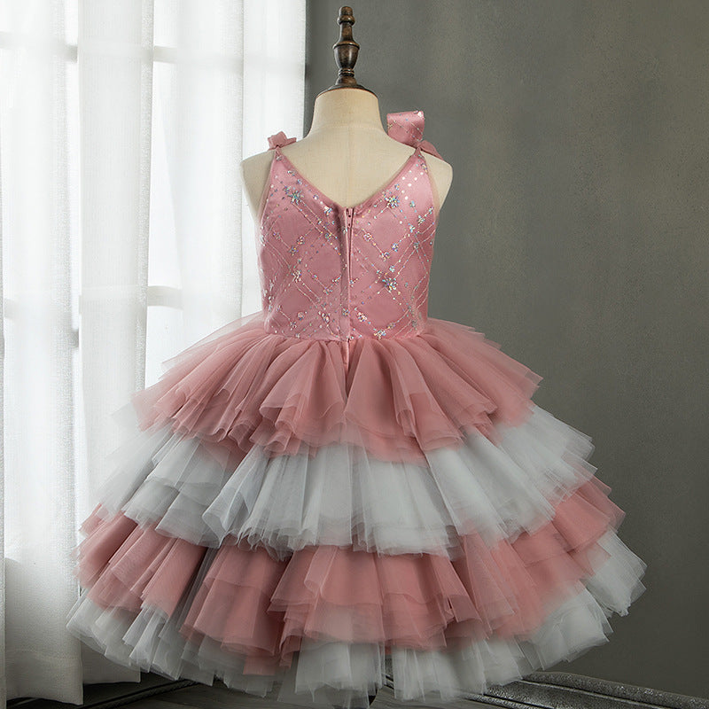 Baby Girl Dress Little Girl Summer Sleeveless Floral Cake Fluffy Princess Dress