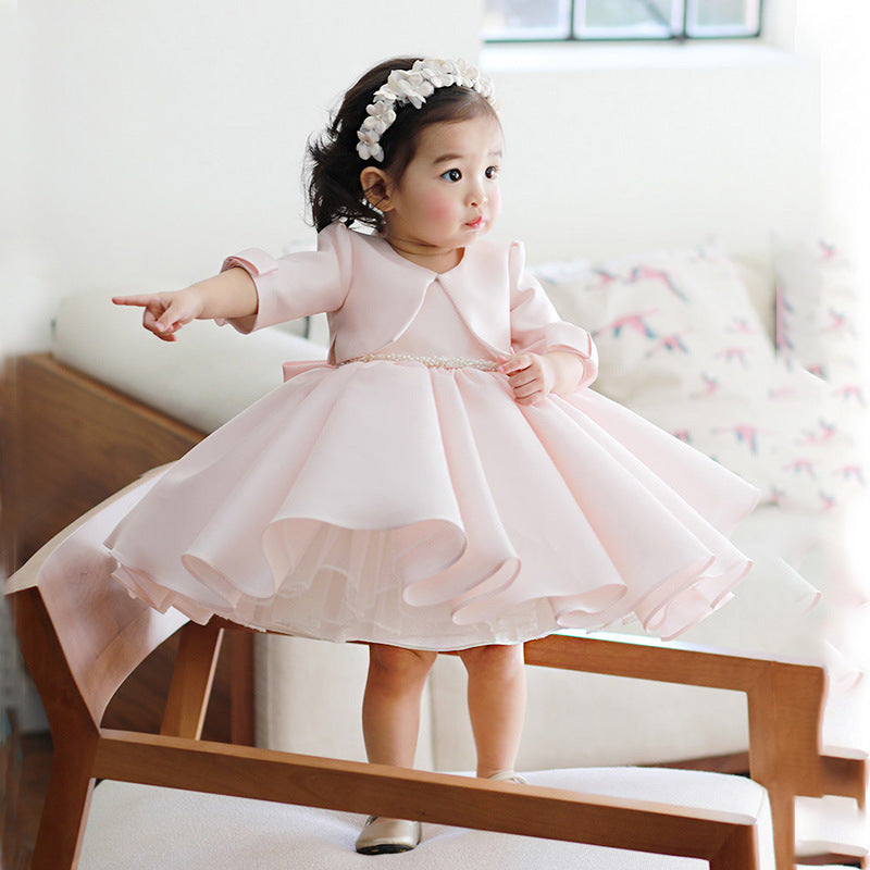 Baby Girl Autumn Cute Pink Birthday Princess Dress