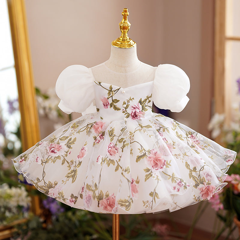 Baby Girl Formal Princess Dresses Girl Puff Sleeve Floral Puffy Birthday Party Dress Toddler Prom Dress, White / 11-12 Years (160cm) Baby Girl Formal Princess Dresses Girl Puff Sleeve Floral Puffy Birthday Party Dress Toddler Prom Dress, White / 11-12 Years (160cm)