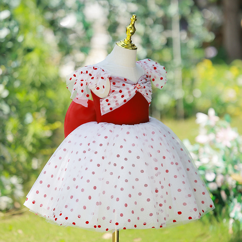 Baby Girl Dress Toddler Polka Dots Garden Wedding Communion Party Princess Dress