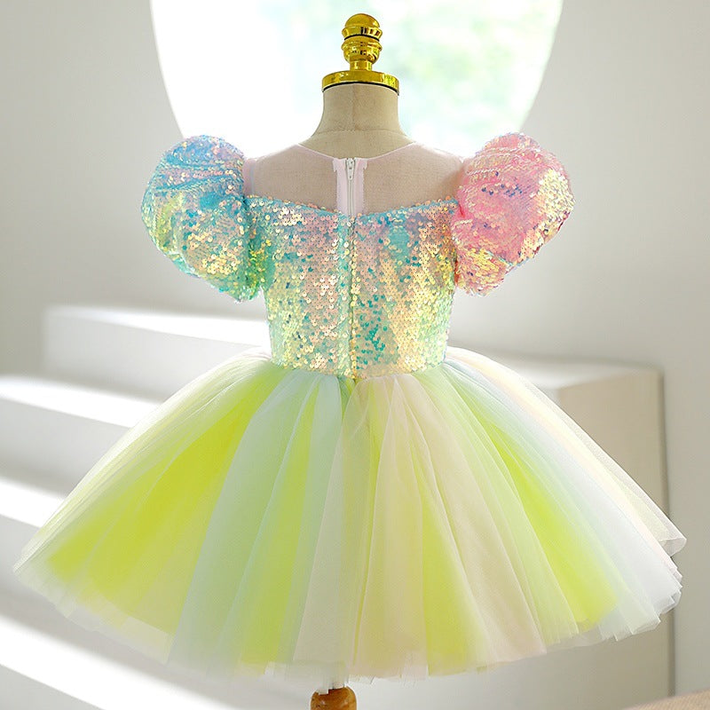 Baby Girl  Rainbow Birthday Party Princess Dress Little Girl's Dresses Toddler Christmas Dress