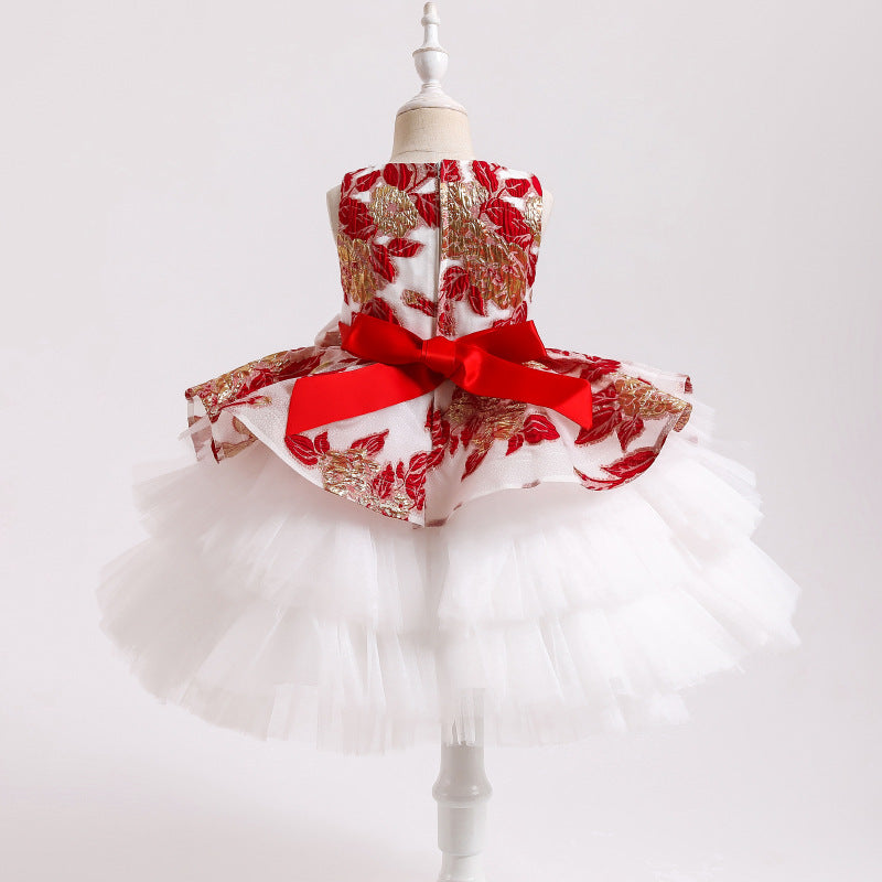 Bow Mesh Puff Princess Dress