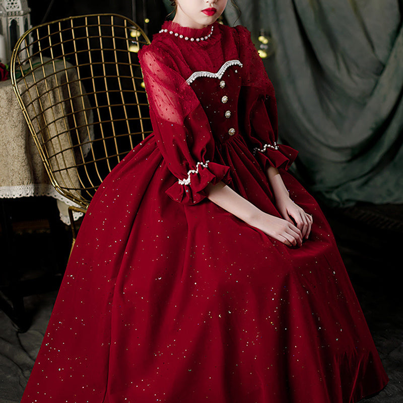 Winter Girls Long Sleeve Dinner Princess Dress