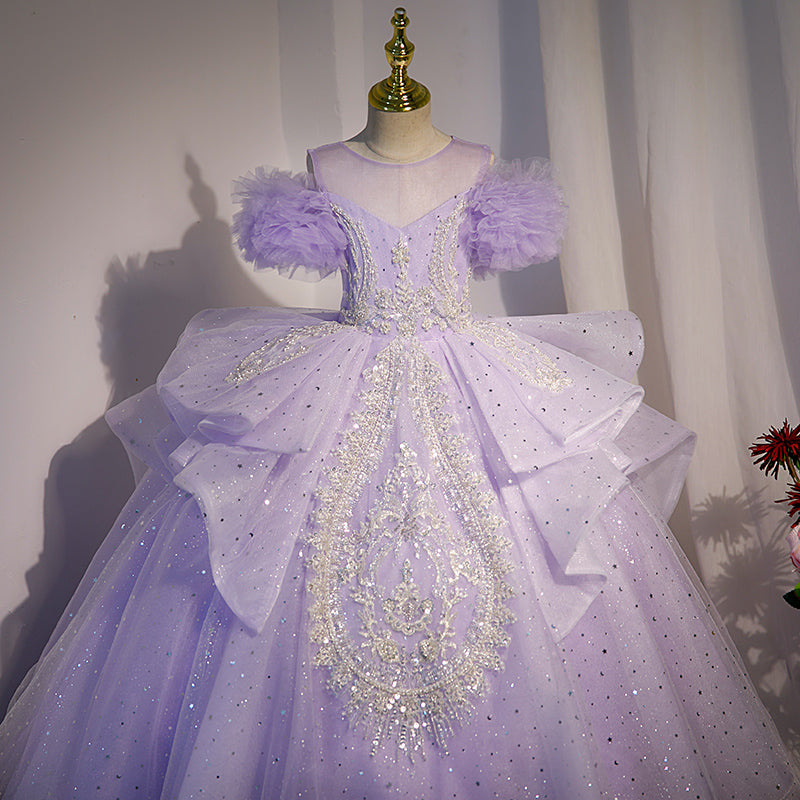 Elegant Girl Sequins Purple Birthday Party Princess Dress