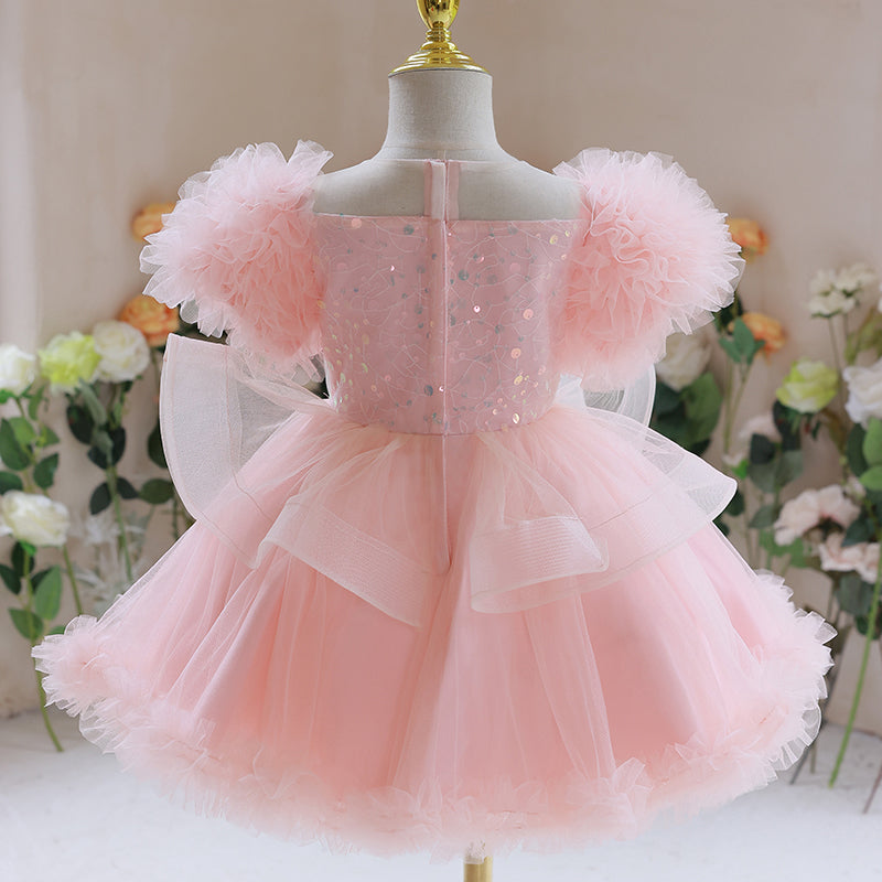 Baby Girl Dress Toddler Prom Fluffy Wedding Birthday Pageant Sequin Dress
