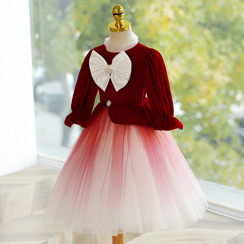 Girl Christmas Dress Toddler Ball Gowns Toddler Red Gradient Long Sleeve Big Bow Princess Dress, Red / 5-6 Years (130cm) Girl Christmas Dress Toddler Ball Gowns Toddler Red Gradient Long Sleeve Big Bow Princess Dress, Red / 5-6 Years (130cm)