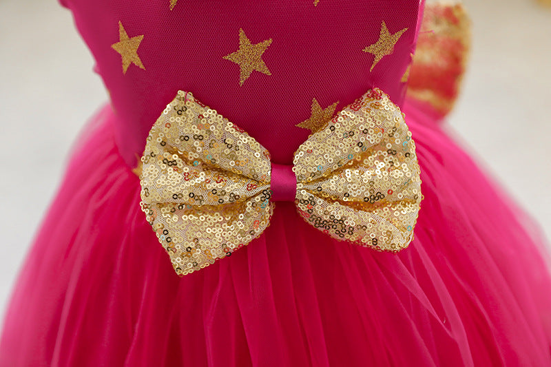 Baby Girl Princess Dress Toddler Summer Sequin Bow Stars Birthday Party Pageant Dress