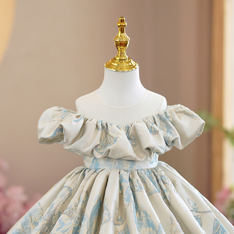 Baby Girl Dress Toddler Ball Gowns Vintage Print Off Shoulder Princess Dress, Light Gray / 7-8 Years (140cm) Baby Girl Dress Toddler Ball Gowns Vintage Print Off Shoulder Princess Dress, Light Gray / 7-8 Years (140cm)