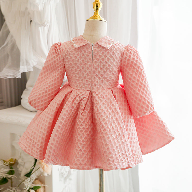 Baby Girl Dress Toddler Prom Formal Elegant Pink Bow Birthday Party Dress