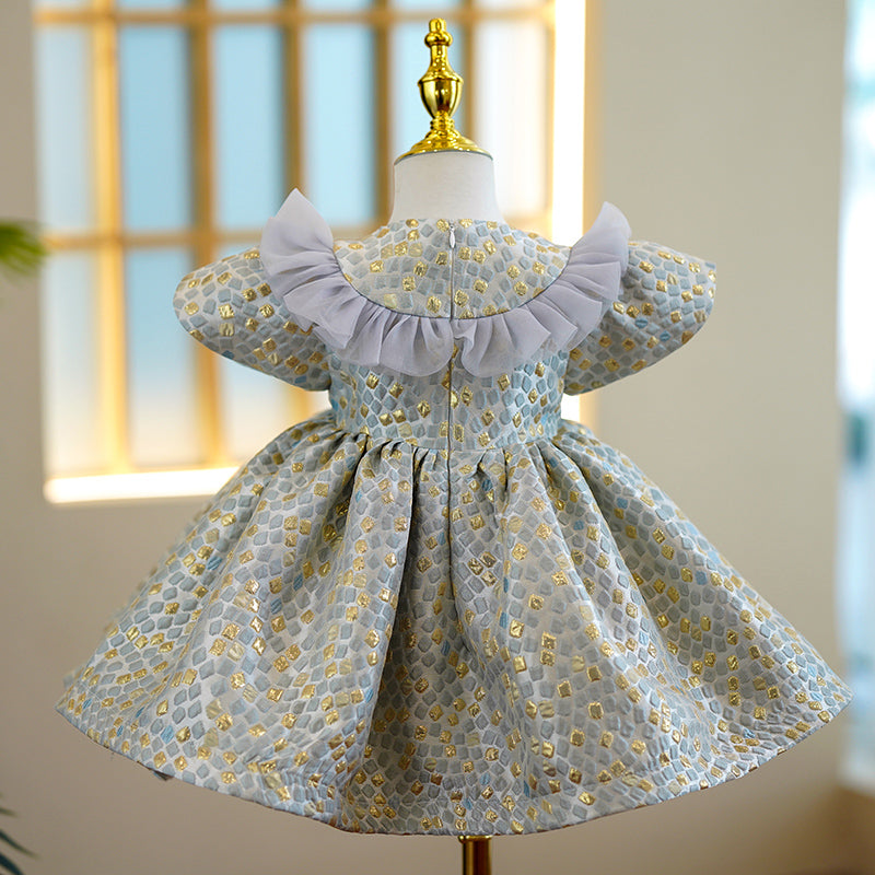 Flower Girl Dress Toddler Birthday Party Summer Puffy Round Neck Small Flying Sleeves Princess Dress