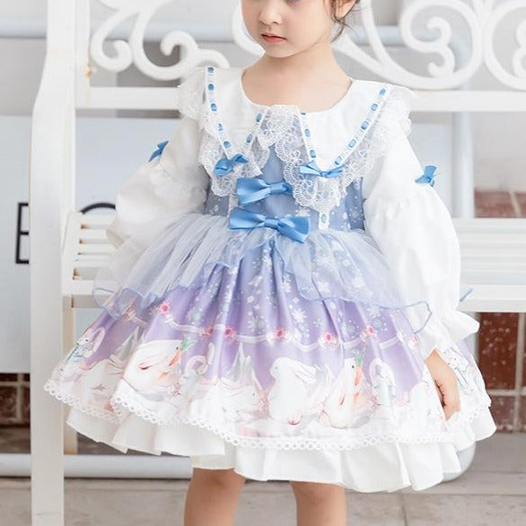 Baby Girl Dress Toddler Princess Round Neck Flowers Lolita Dress Party Dress