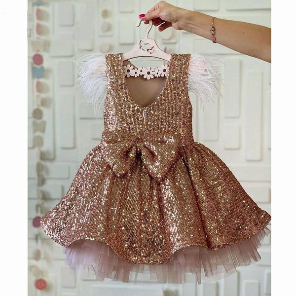 Baby Girl Gorgeous Lace Sleeveless Sequins Dress Girl Party Dresses