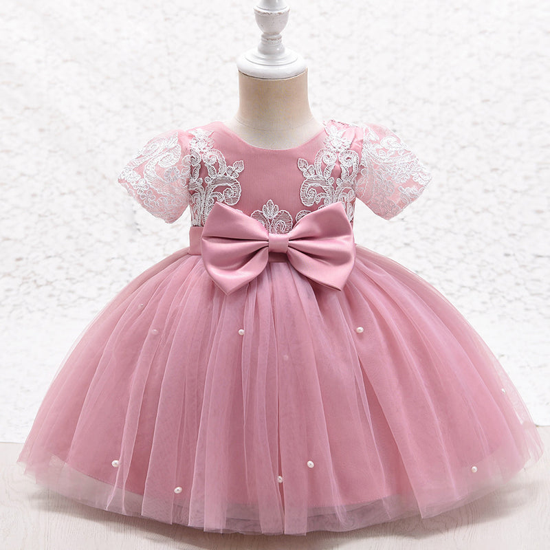 Girl Formal Dress Toddler Communion Baptism Bow Flower Girl Dress Princess Party Dress