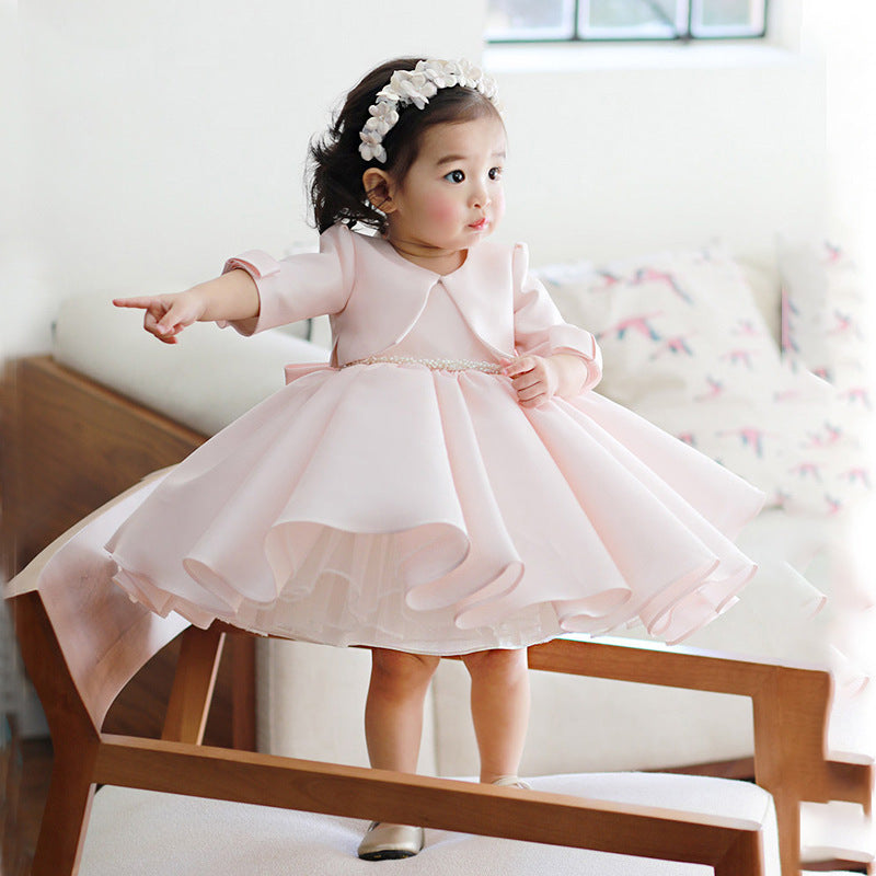 Pink Bow Five-point Sleeve Princess Dress