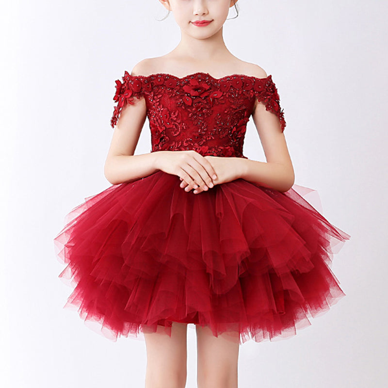 Girls Pageant Princess Dresses Baby Girl Summer Embroidery Puffy Prom Dress