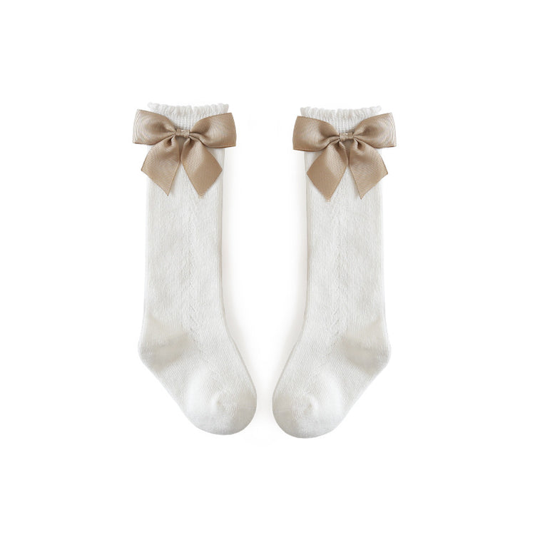 Girls Hollow Mesh Big Bow Socks